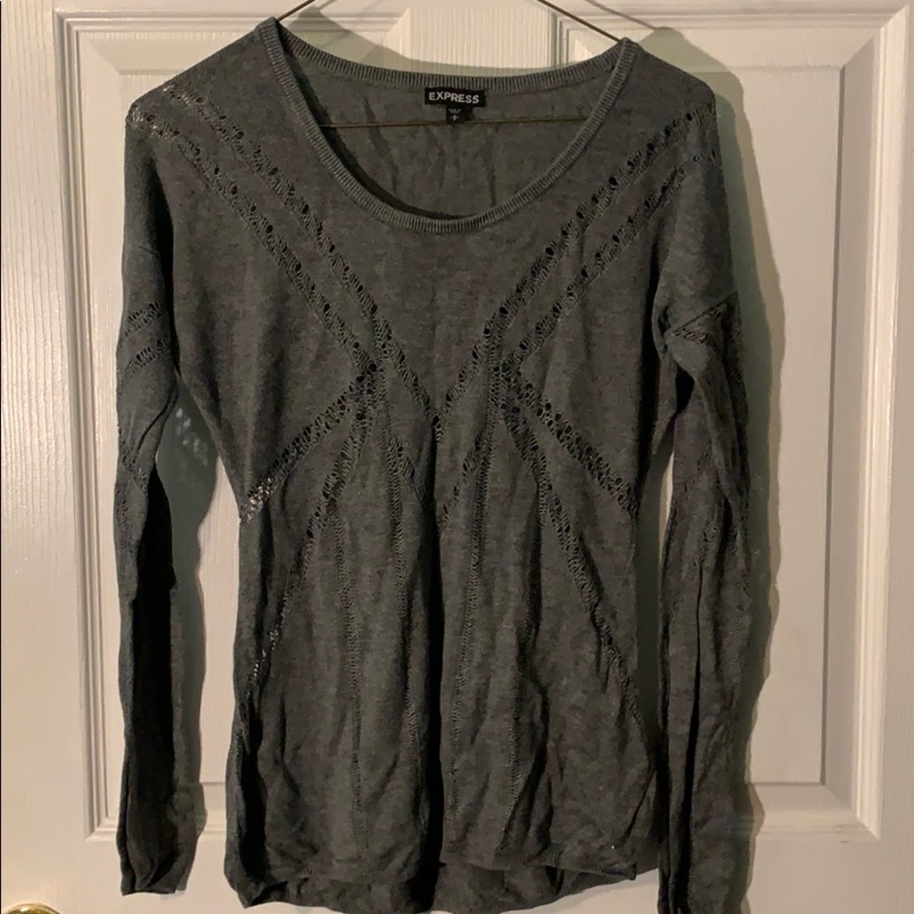 Express distressed knit sweater in gray